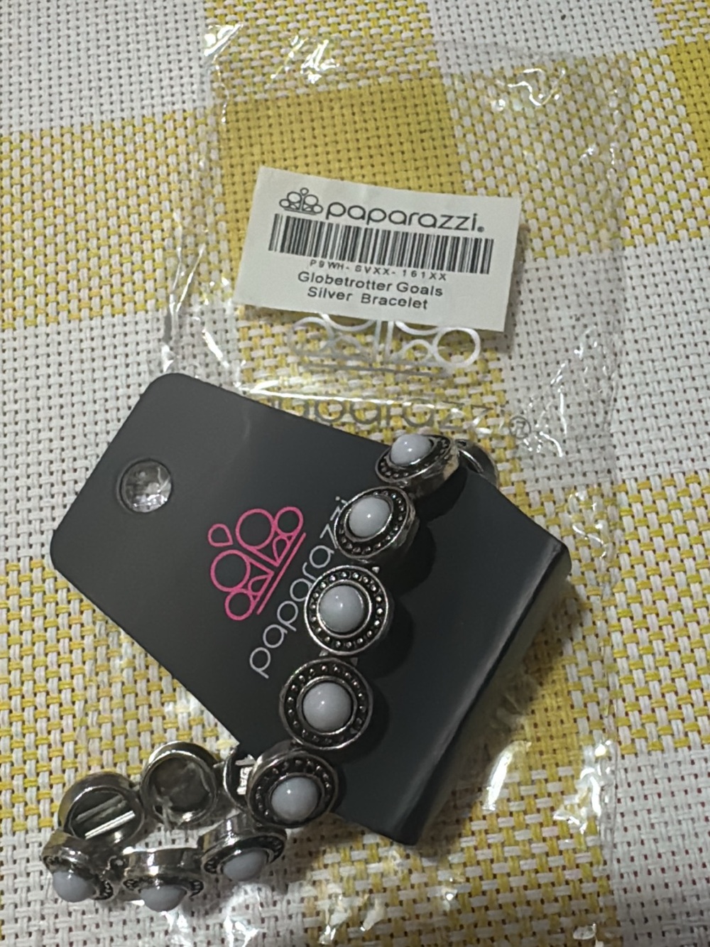 Paparazzi Silver Bracelet with White Cabochons